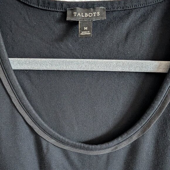 Talbots Black Tank Top Sleeveless Rayon Spandex Knit Size Medium Minimalist - Picture 4 of 5